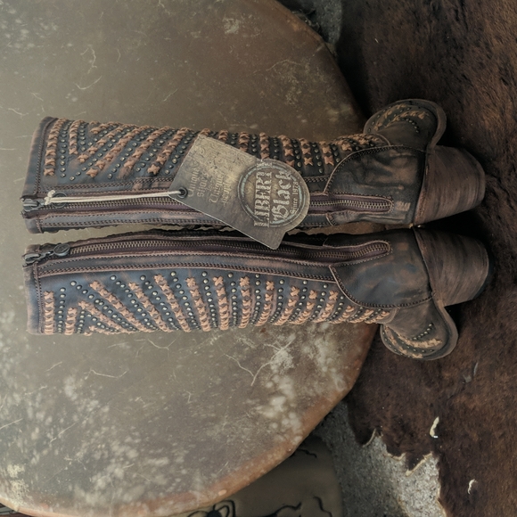 LIBERTY BLACK LB71244 Cafe Vintage studded & cross stitched tall ladies boots 6 - Picture 6 of 15